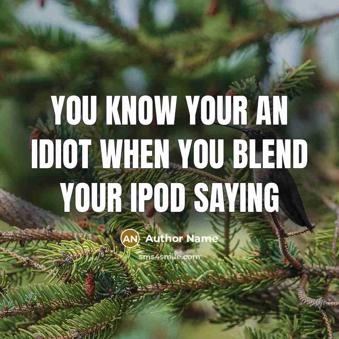 “You know your an idiot when you blend your iPod saying” quote by Author Name
