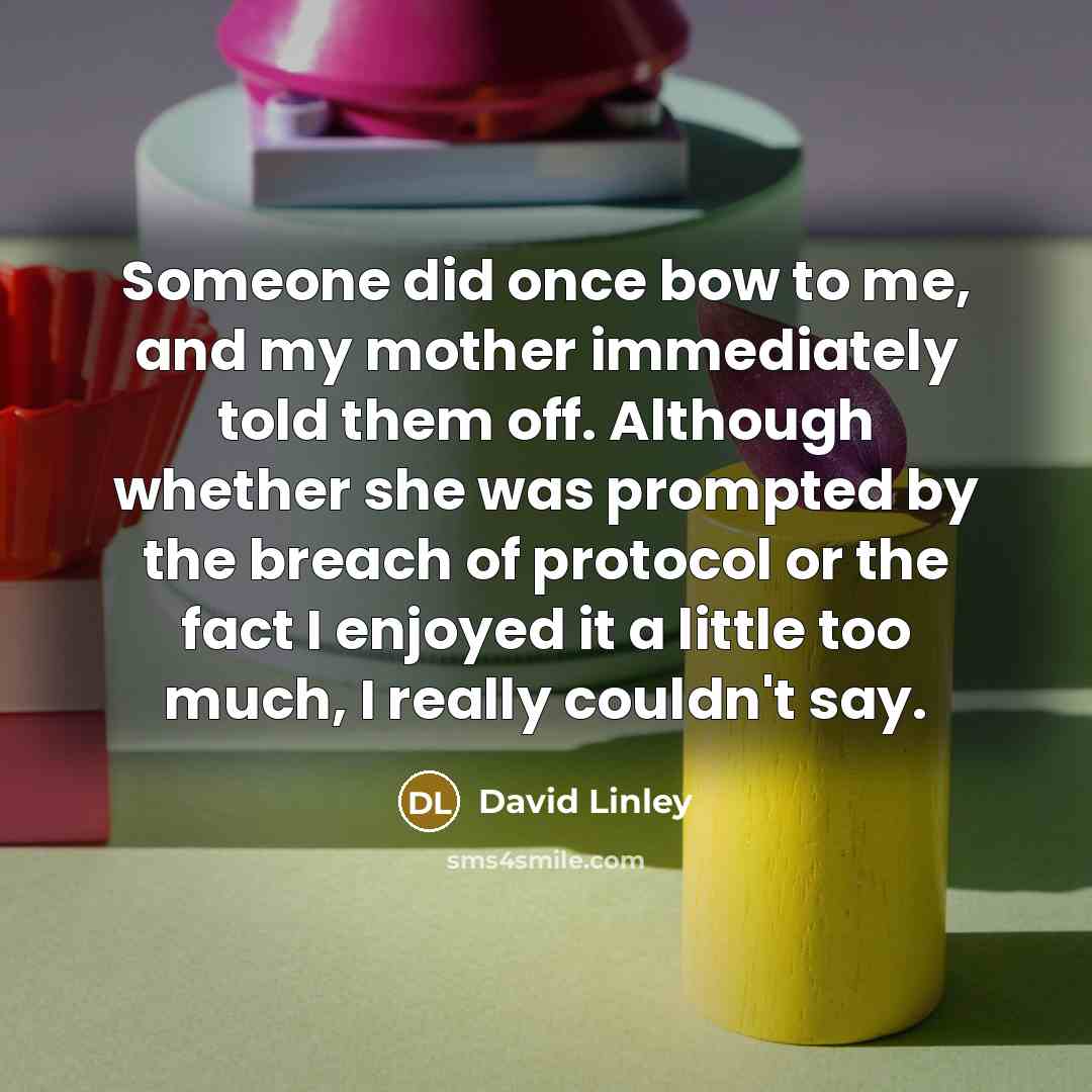 “Someone did once bow to me, and my mother immediately…” quote by David Linley
