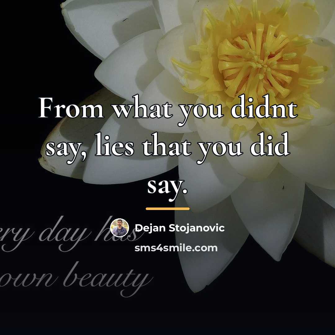 “From what you didnt say, lies that you did say.…” quote by Dejan Stojanovic