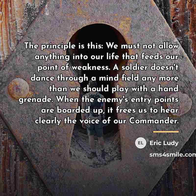 “The principle is this: We must not allow anything into…” quote by Eric Ludy