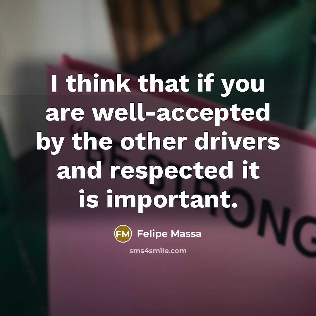 “I think that if you are well-accepted by the other…” quote by Felipe Massa