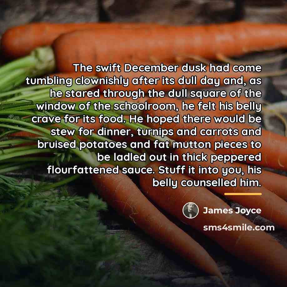 “The swift December dusk had come tumbling clownishly after its…” quote by James Joyce