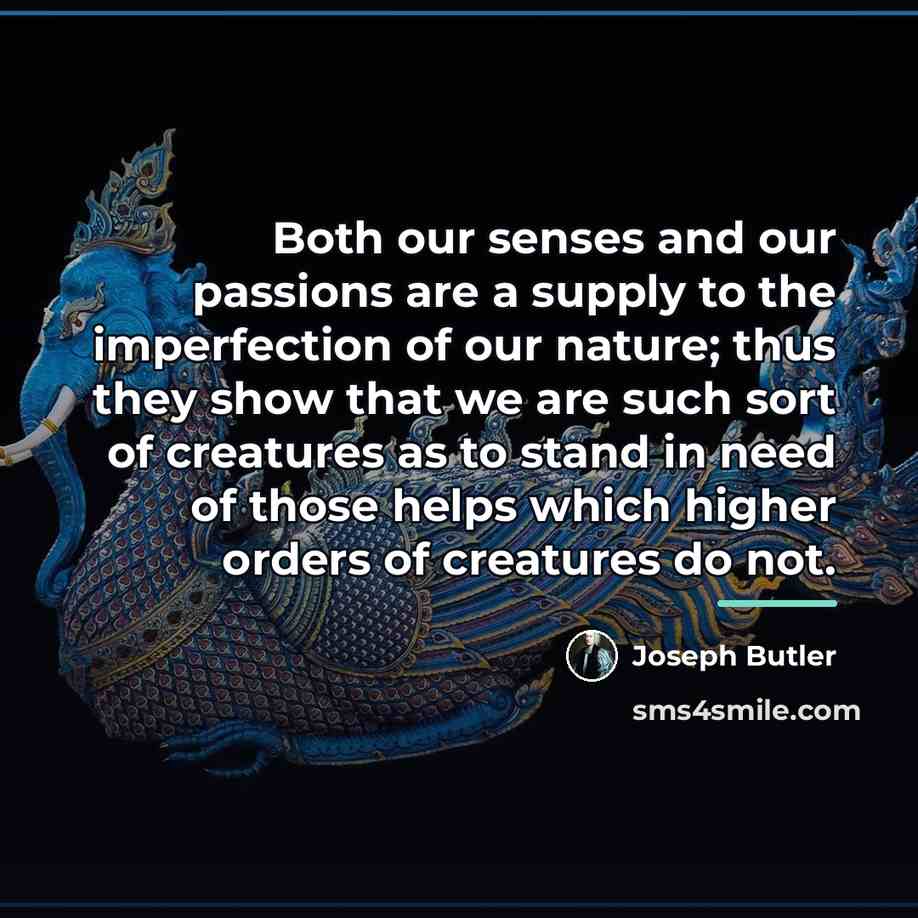 “Both our senses and our passions are a supply to…” quote by Joseph Butler