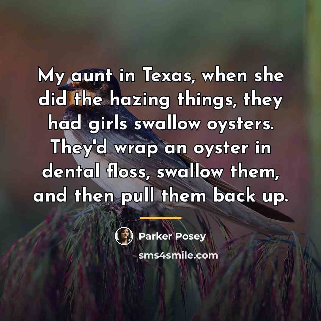 “My aunt in Texas, when she did the hazing things,…” quote by Parker Posey