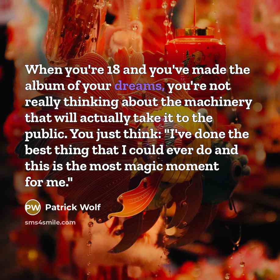 “When you're 18 and you've made the album of your…” quote by Patrick Wolf