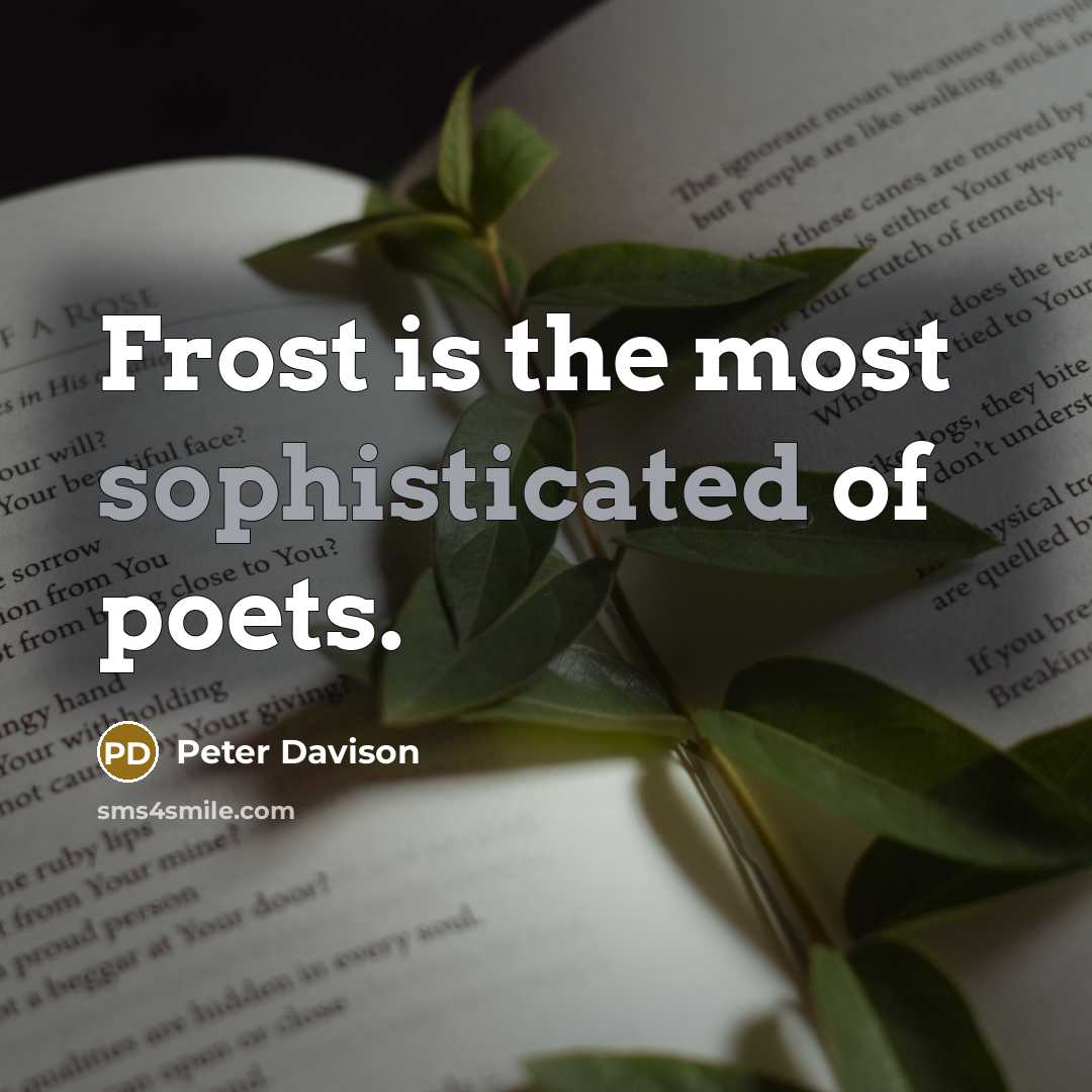 “Frost is the most sophisticated of poets.…” quote by Peter Davison