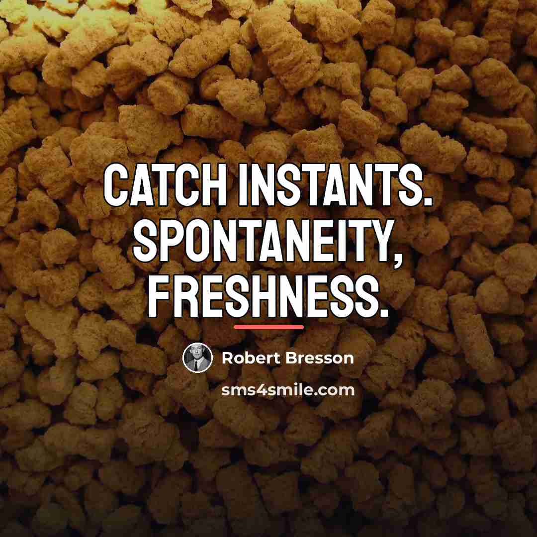 “Catch instants. Spontaneity, freshness.…” quote by Robert Bresson