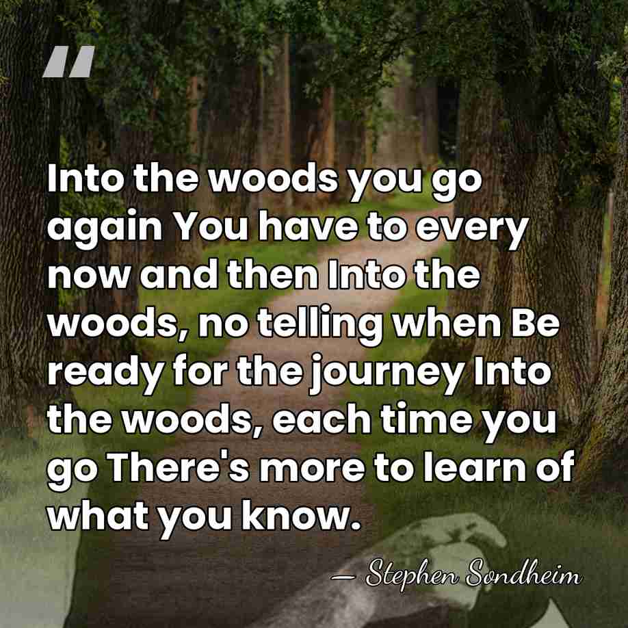 Into the woods you go again You have to every now and&hellip; - Stephen Sondheim