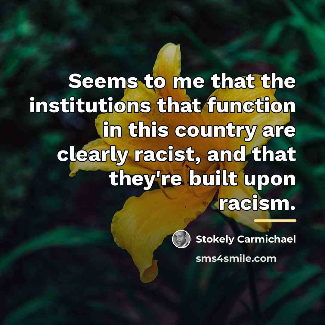 “Seems to me that the institutions that function in this…” quote by Stokely Carmichael