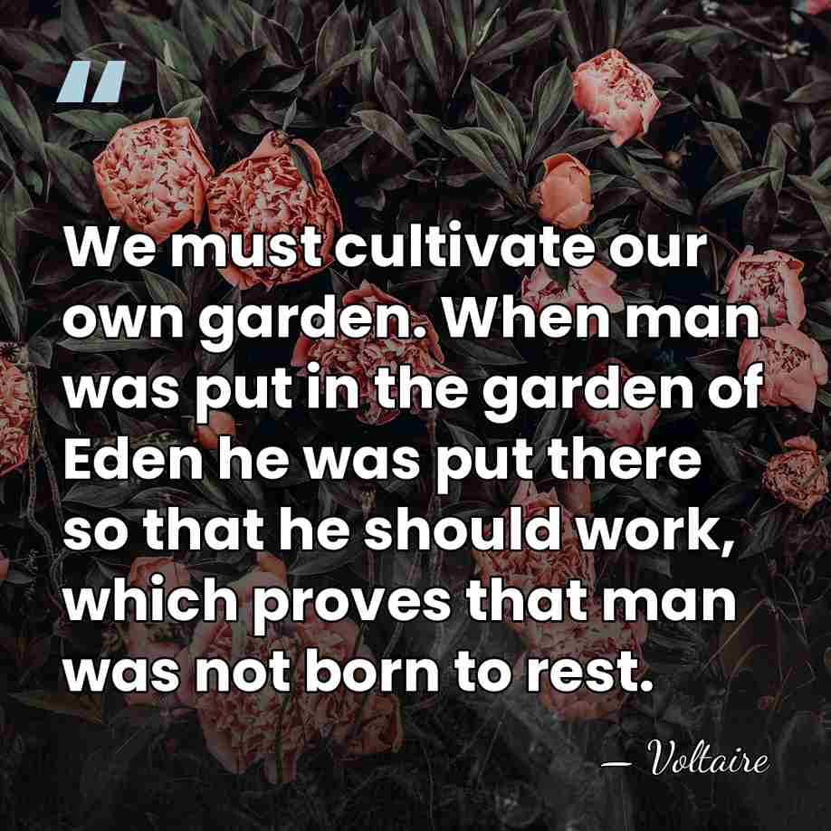 We must cultivate our own garden. When man was put in the&hellip; - Voltaire