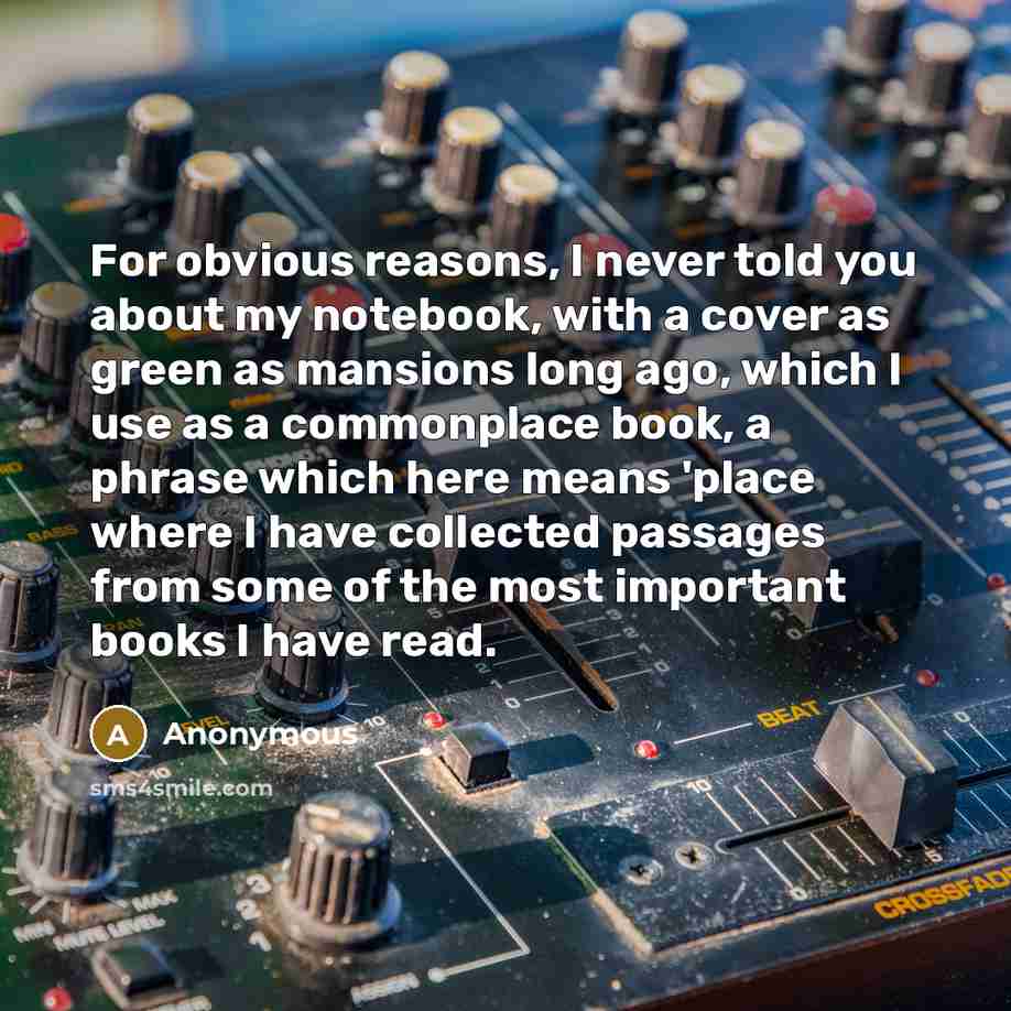 “For obvious reasons, I never told you about my notebook,…” quote by Anonymous
