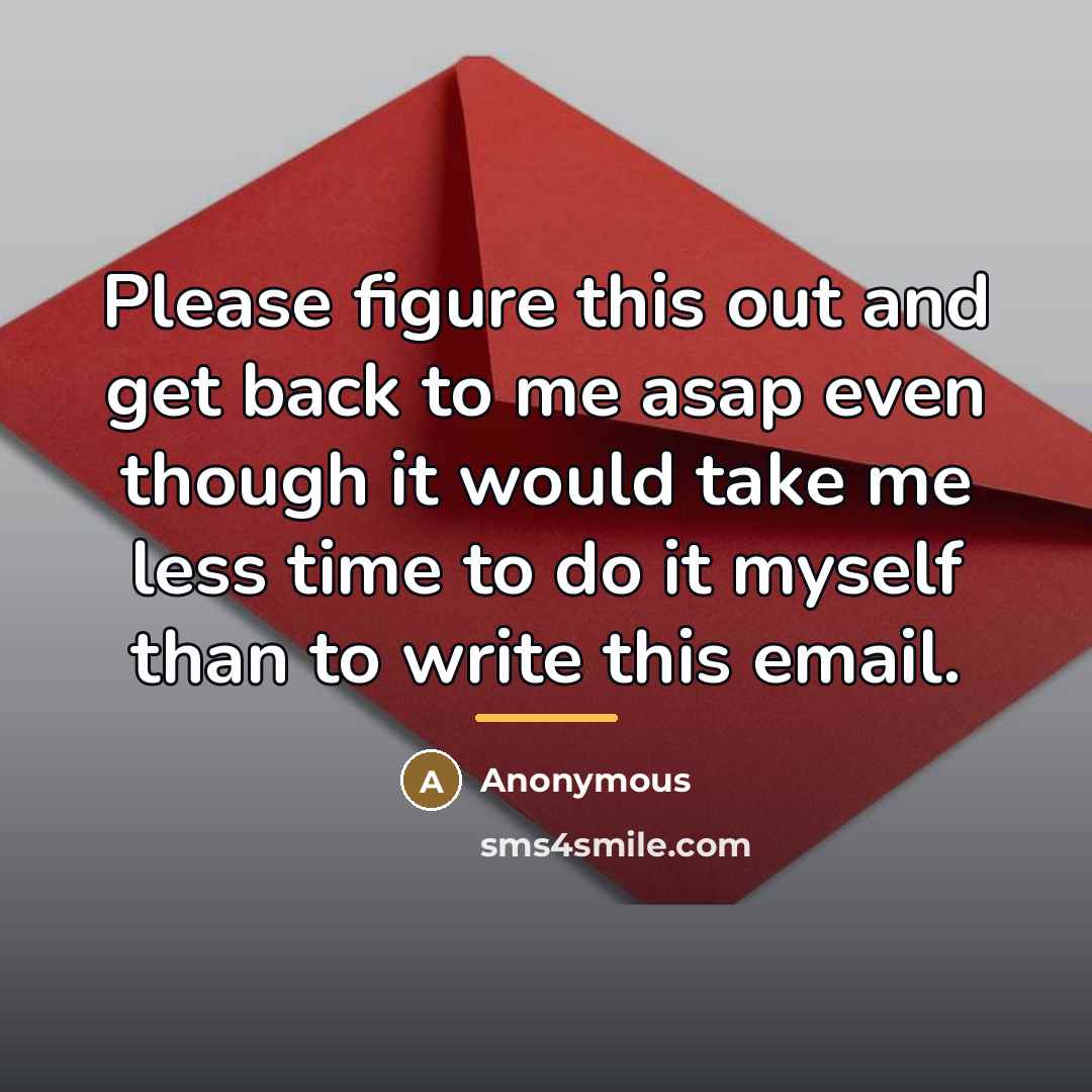 “Please figure this out and get back to me asap…” quote by Anonymous