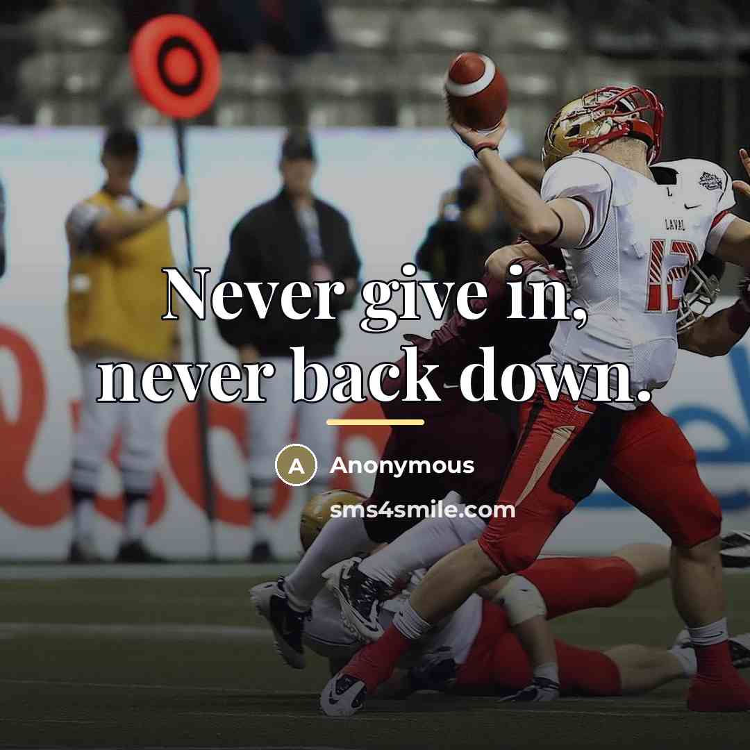 “Never give in, never back down.…” quote by Anonymous