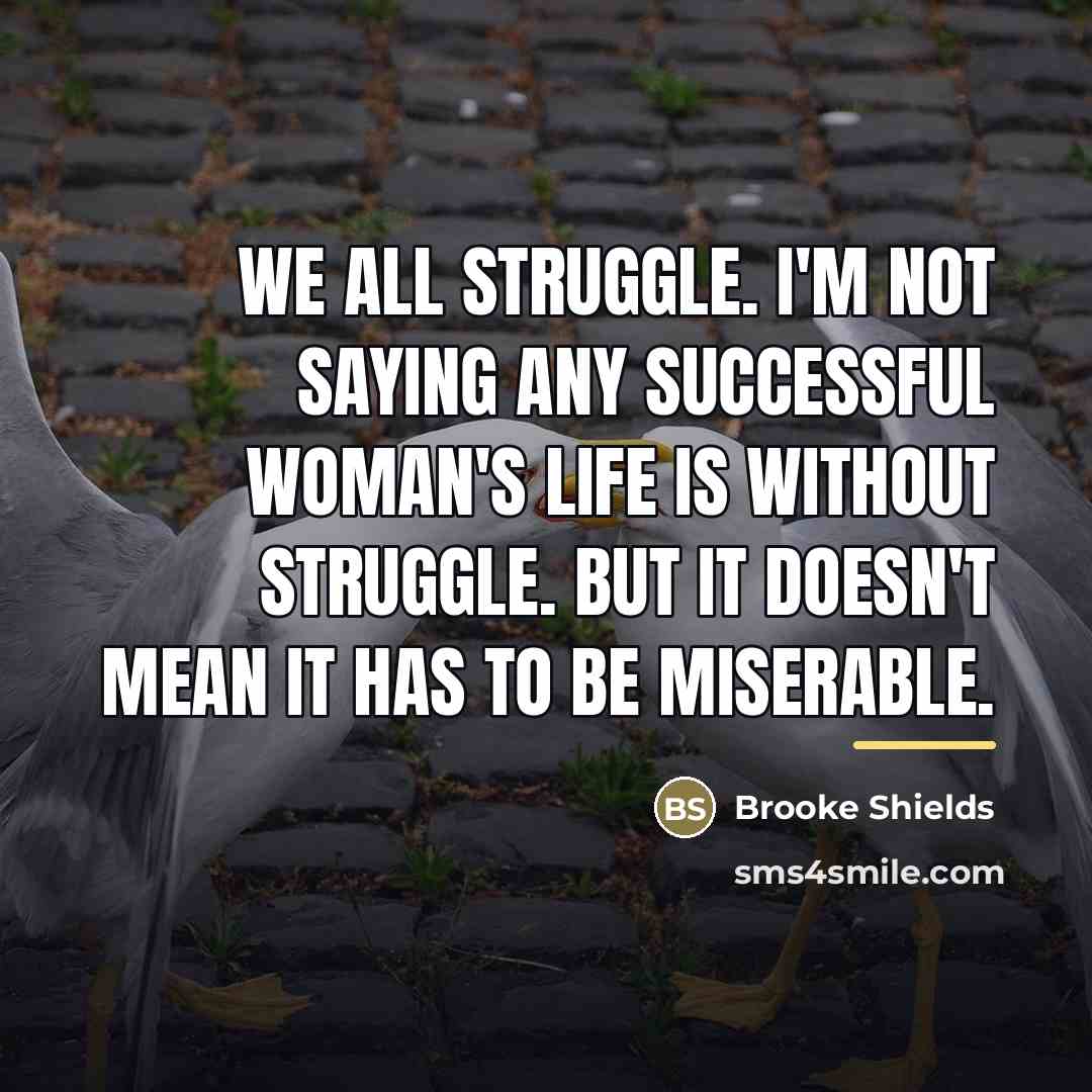 “We all struggle. I'm not saying any successful woman's life…” quote by Brooke Shields