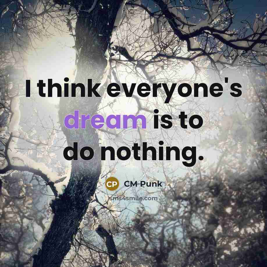 “I think everyone's dream is to do nothing.…” quote by CM Punk