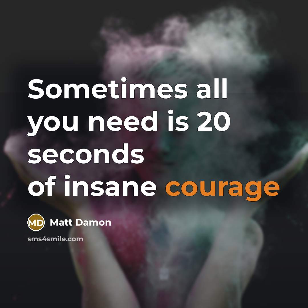“Sometimes all you need is 20 seconds of insane courage…” quote by Matt Damon