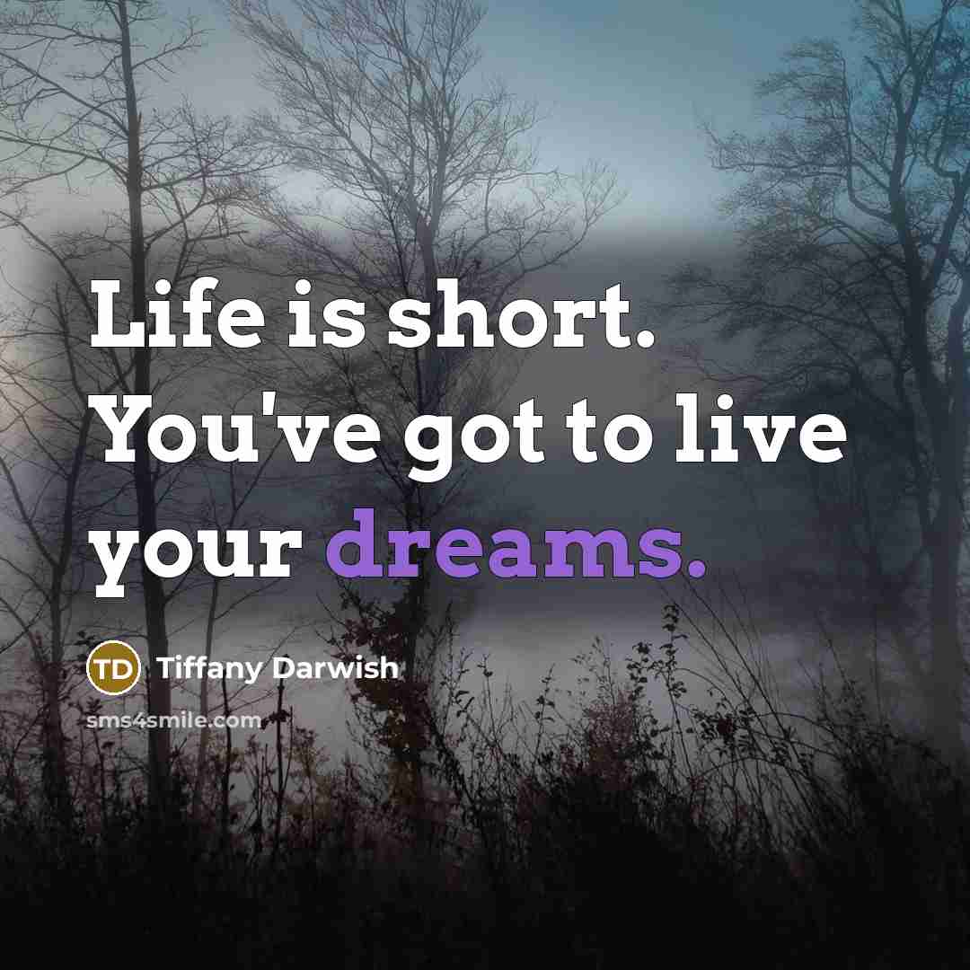 “Life is short. You've got to live your dreams.…” quote by Tiffany Darwish