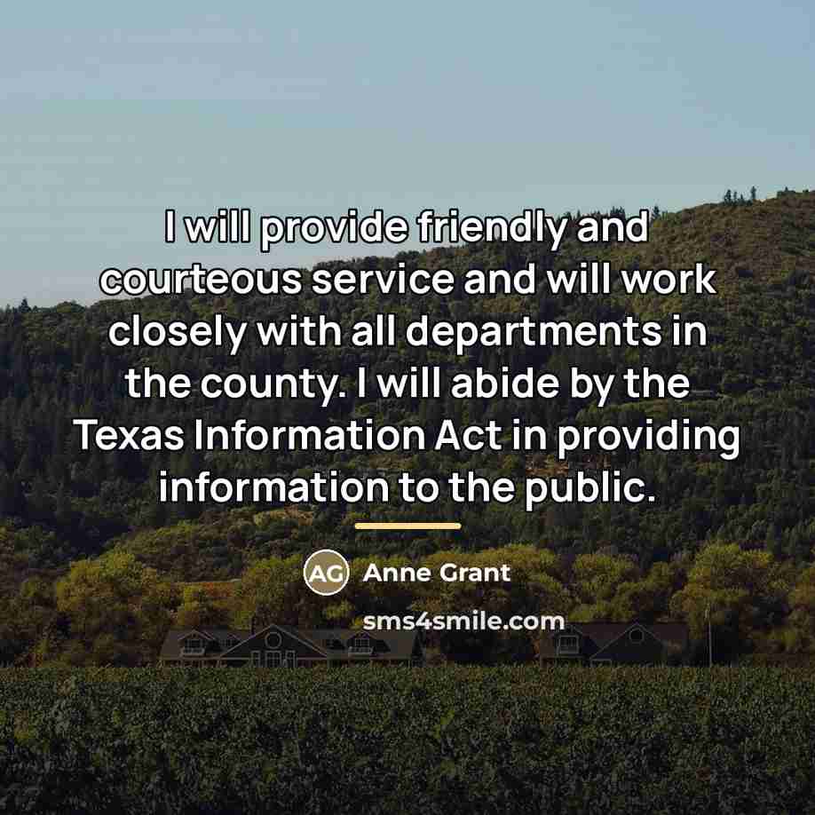 “I will provide friendly and courteous service and will work…” quote by Anne Grant
