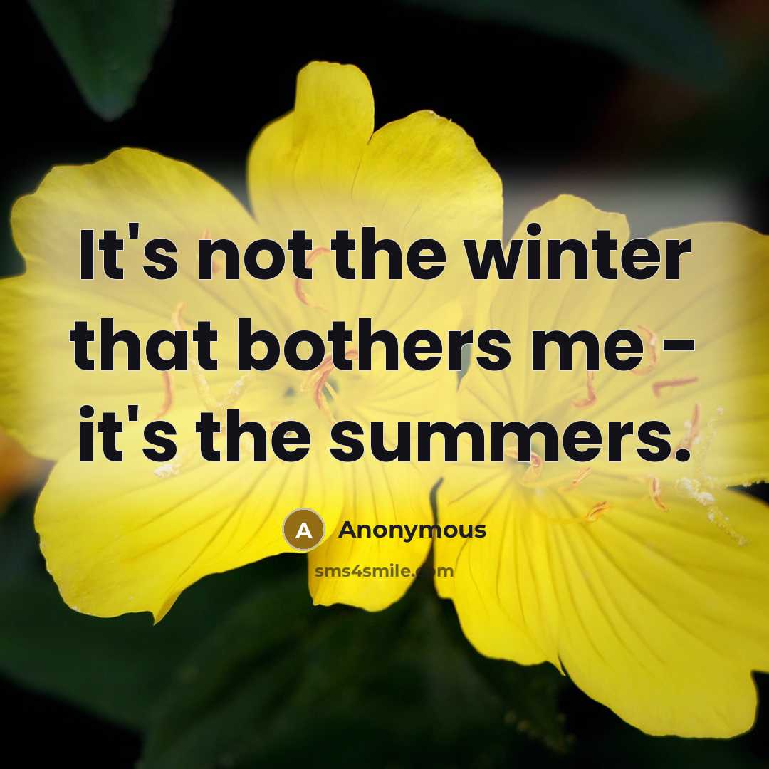 “It's not the winter that bothers me - it's the…” quote by Anonymous