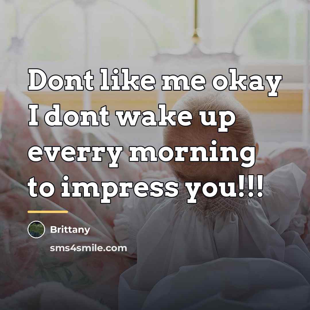 “Dont like me okay I dont wake up everry morning…” quote by Brittany