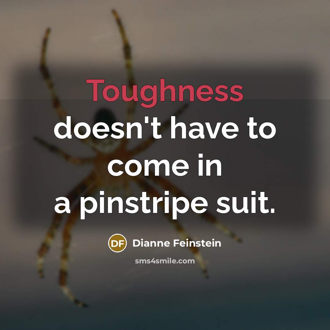 “Toughness doesn't have to come in a pinstripe suit.…” quote by Dianne Feinstein