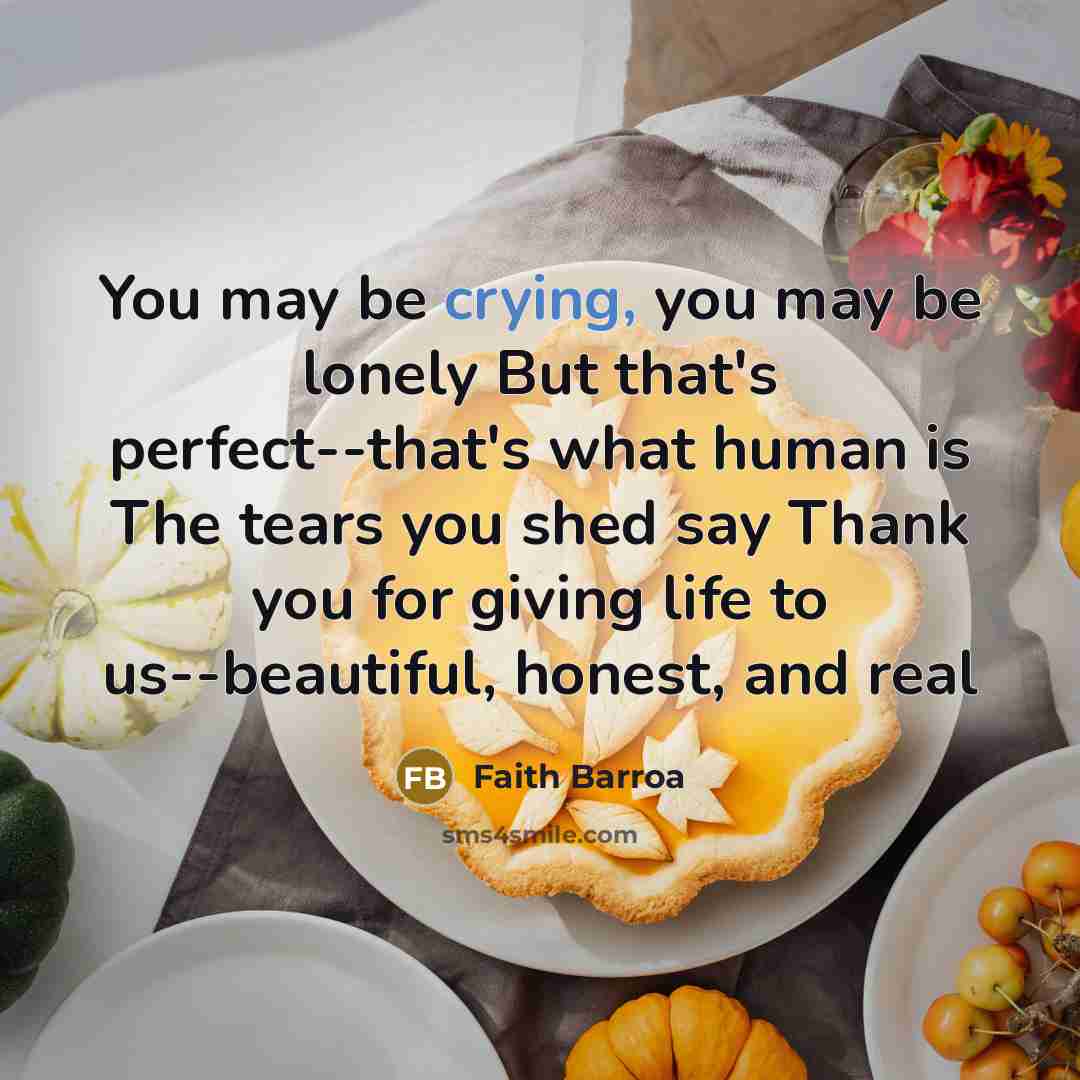 “You may be crying, you may be lonely But that's…” quote by Faith Barroa