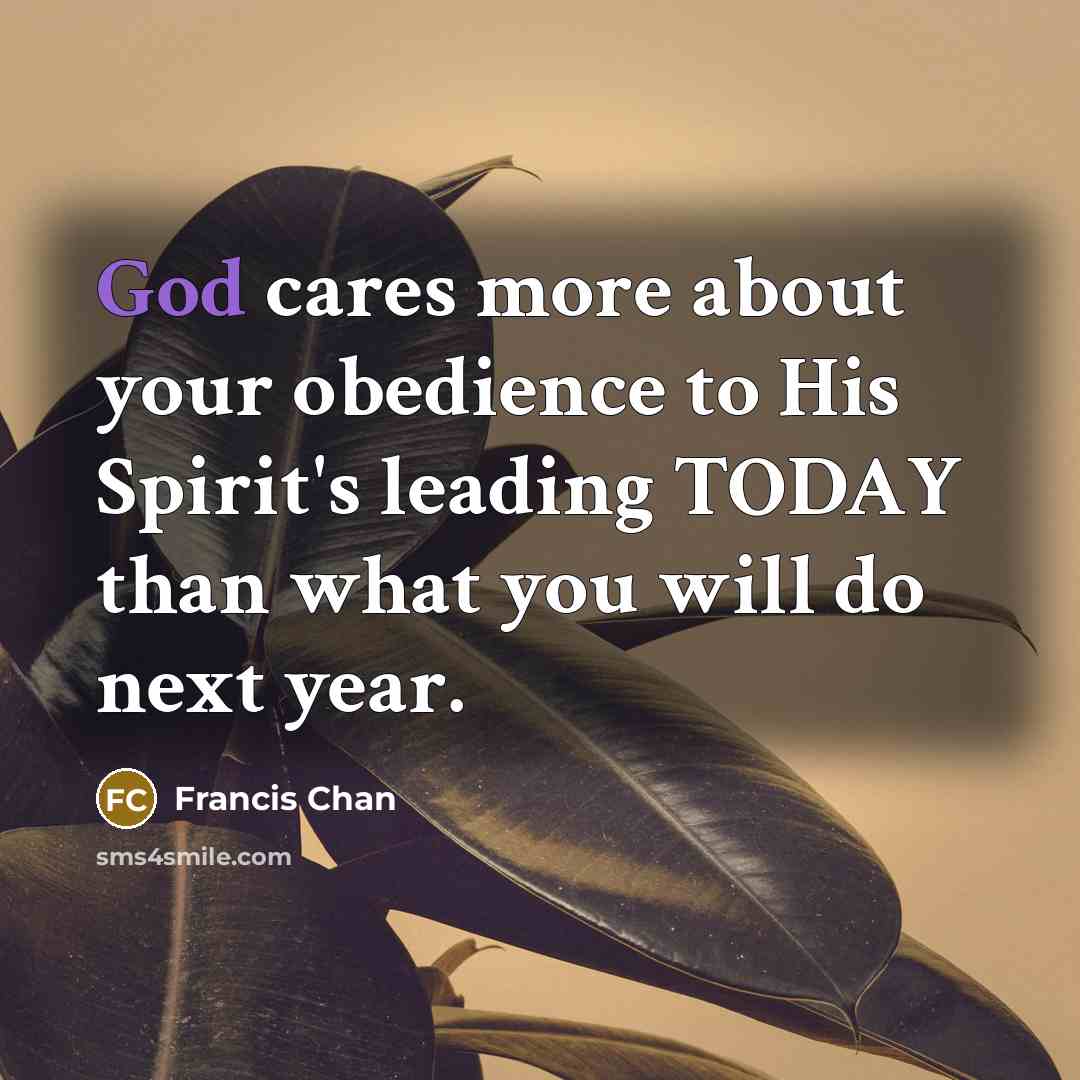 “God cares more about your obedience to His Spirit's leading…” quote by Francis Chan
