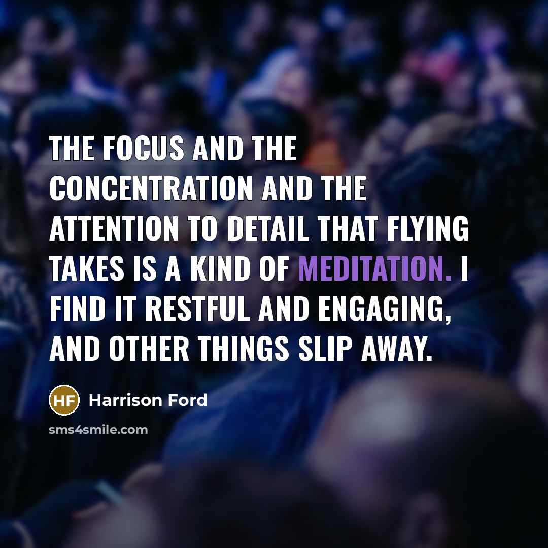 “The focus and the concentration and the attention to detail…” quote by Harrison Ford