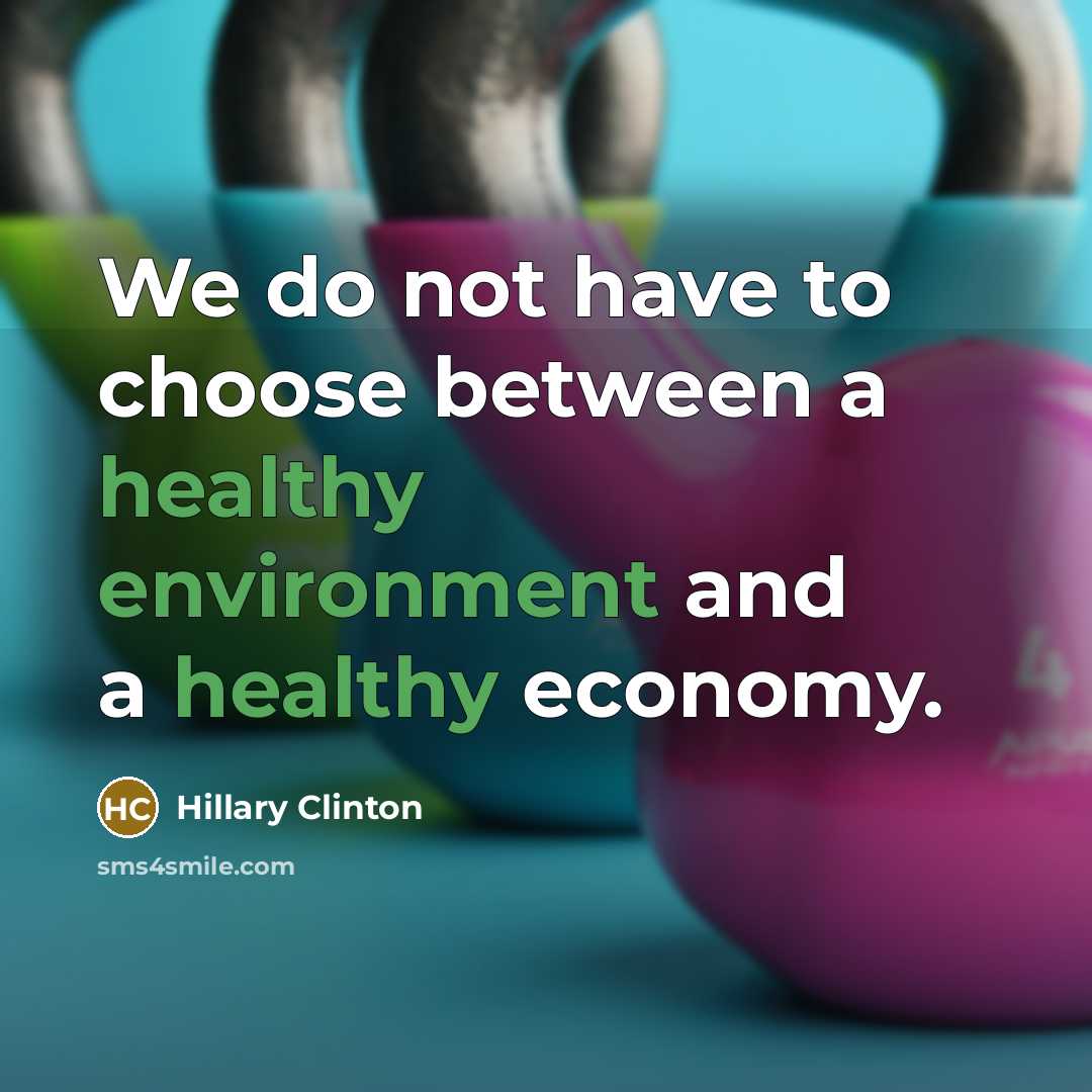“We do not have to choose between a healthy environment and a healthy economy.” quote by Hillary Clinton