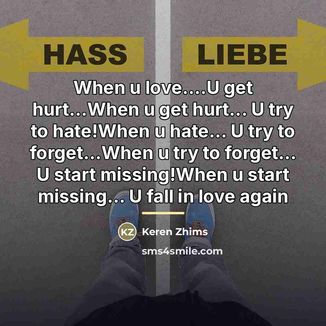 “When u love....U get hurt...When u get hurt... U try…” quote by Keren Zhims