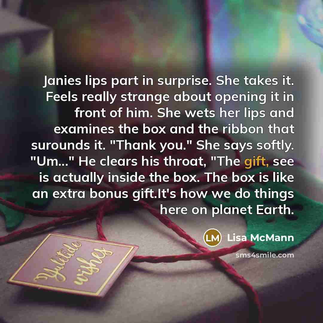 “Janies lips part in surprise. She takes it. Feels really…” quote by Lisa McMann
