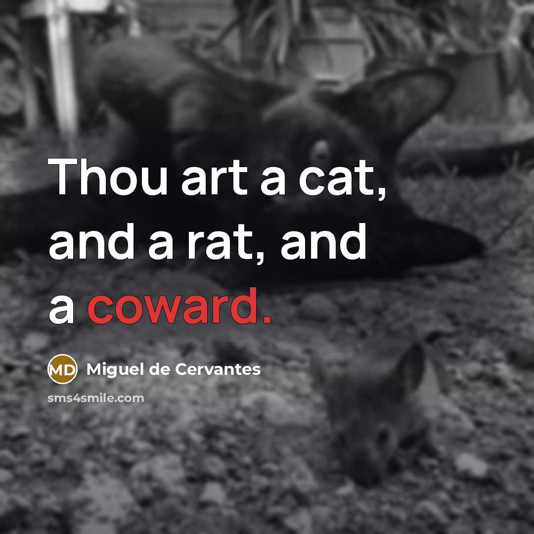 “Thou art a cat, and a rat, and a coward.…” quote by Miguel de Cervantes