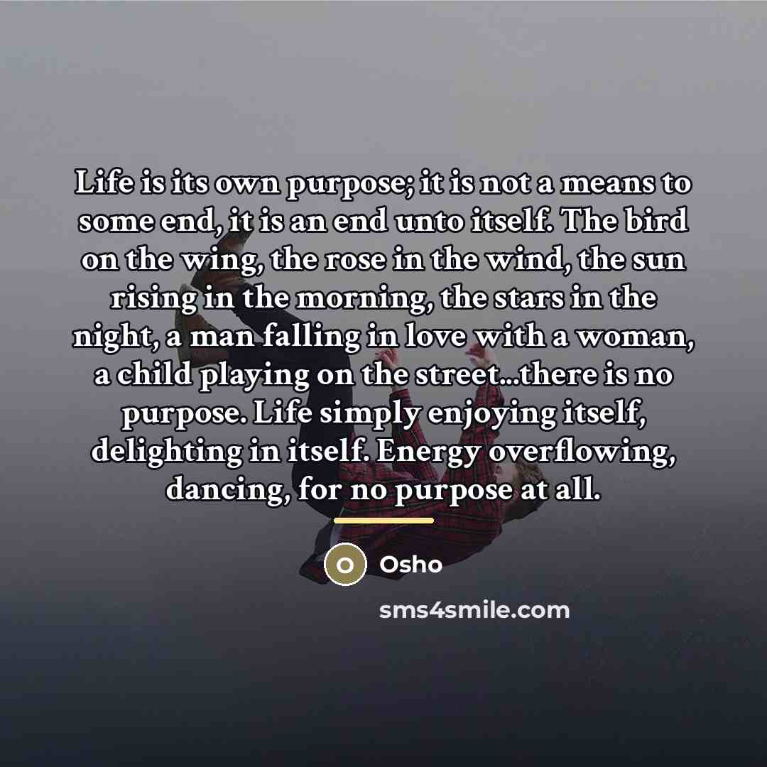 “Life is its own purpose; it is not a means…” quote by Osho