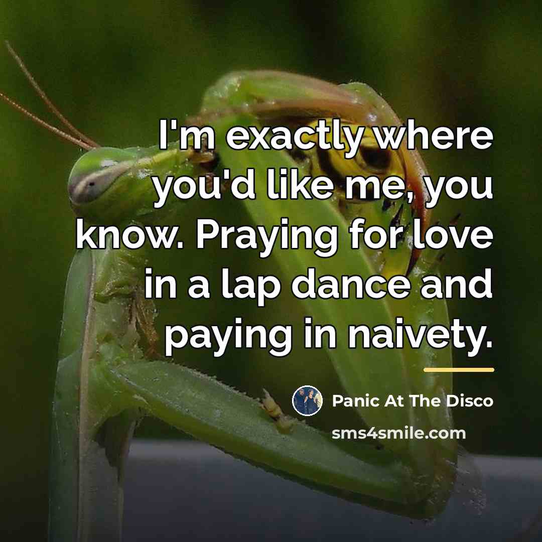 “I'm exactly where you'd like me, you know. Praying for…” quote by Panic At The Disco