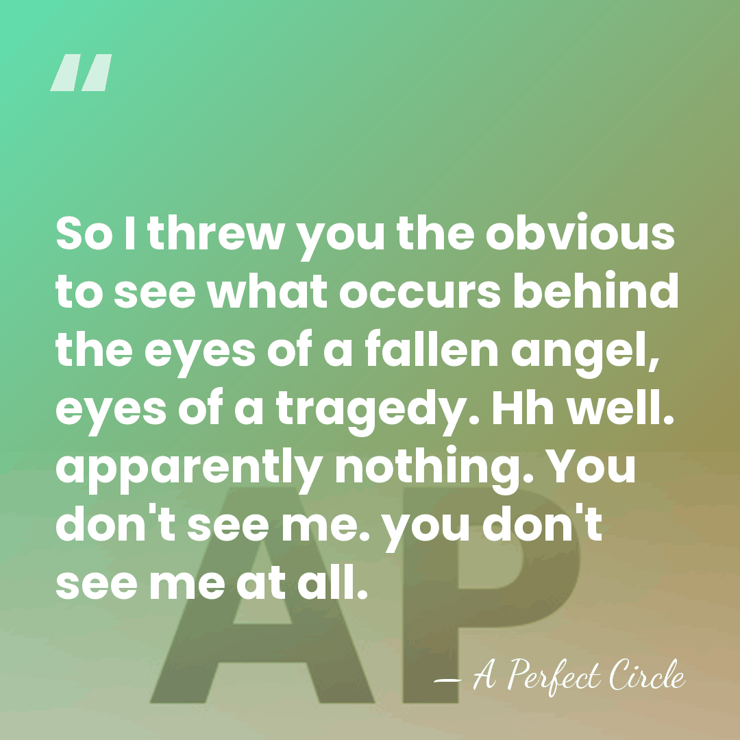 So I threw you the obvious to see what occurs behind the&hellip; - A Perfect Circle