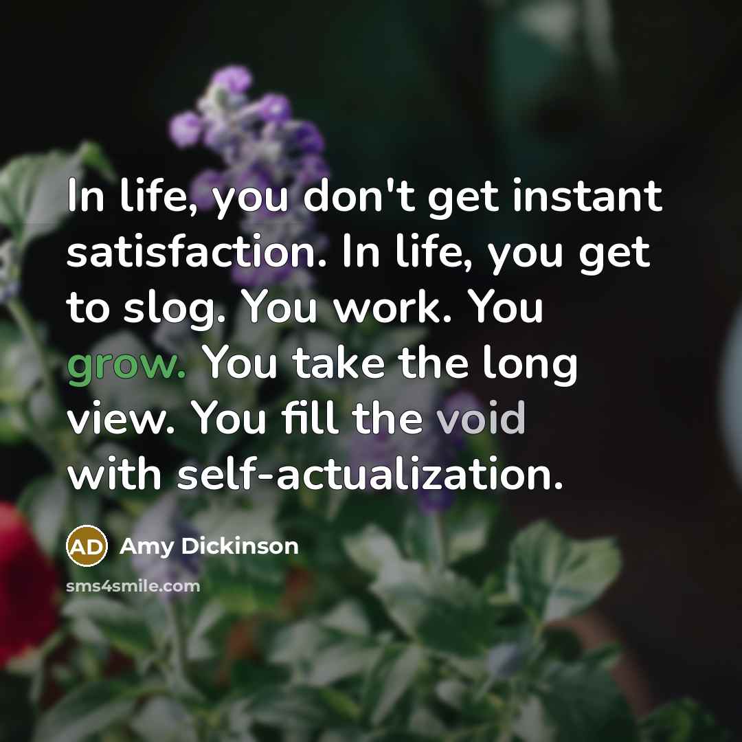 “In life, you don't get instant satisfaction. In life, you…” quote by Amy Dickinson