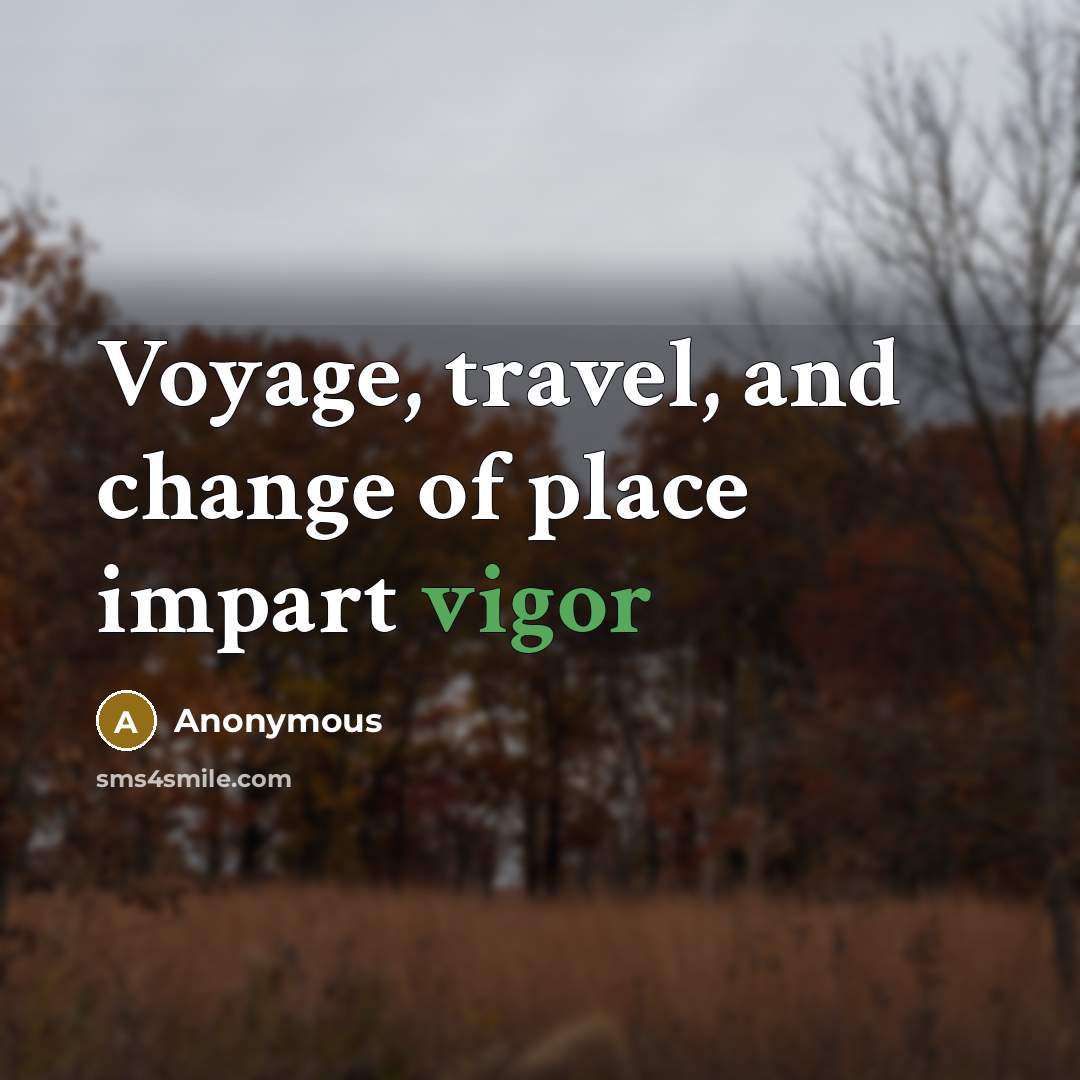 “Voyage, travel, and change of place impart vigor…” quote by Anonymous