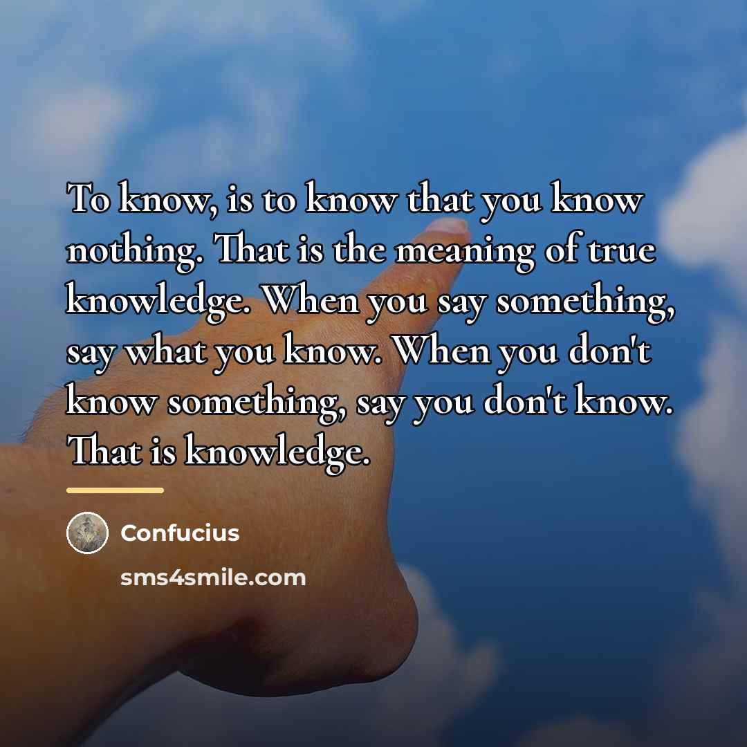 “To know, is to know that you know nothing. That…” quote by Confucius