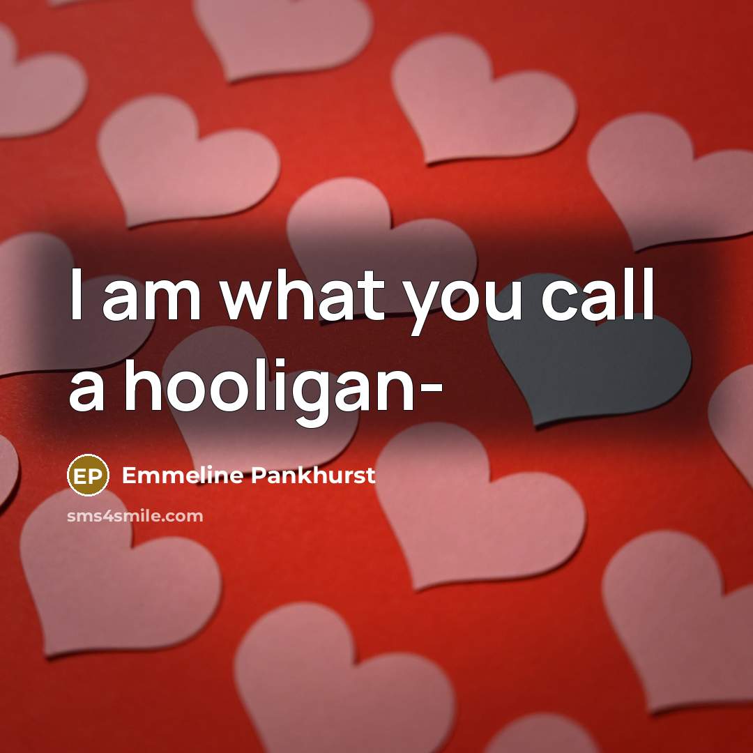 “I am what you call a hooligan-…” quote by Emmeline Pankhurst