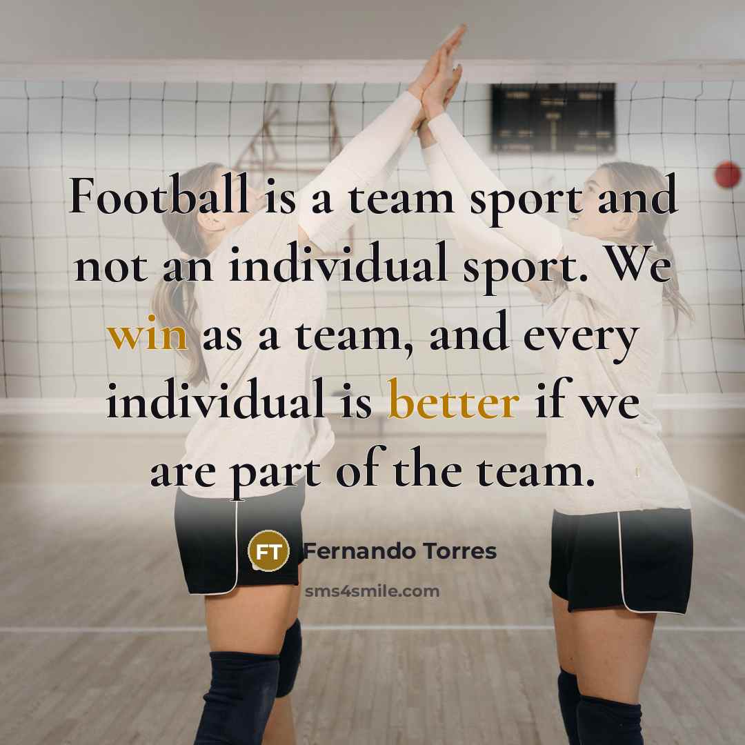 “Football is a team sport and not an individual sport.…” quote by Fernando Torres