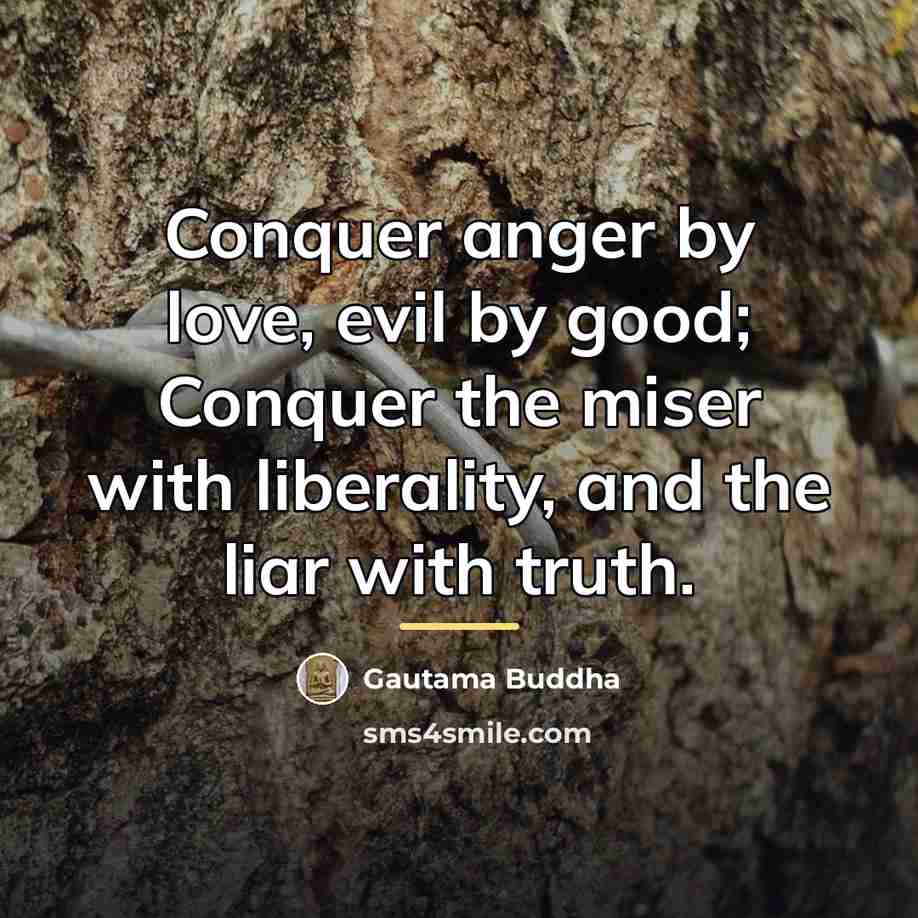 “Conquer anger by love, evil by good; Conquer the miser…” quote by Gautama Buddha