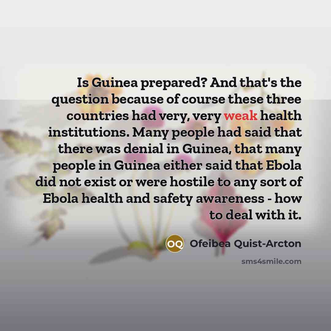 “Is Guinea prepared? And that's the question because of course…” quote by Ofeibea Quist-Arcton