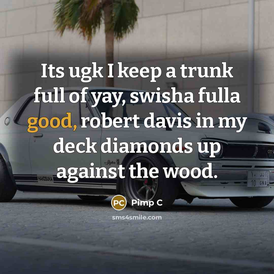 “Its ugk I keep a trunk full of yay, swisha…” quote by Pimp C