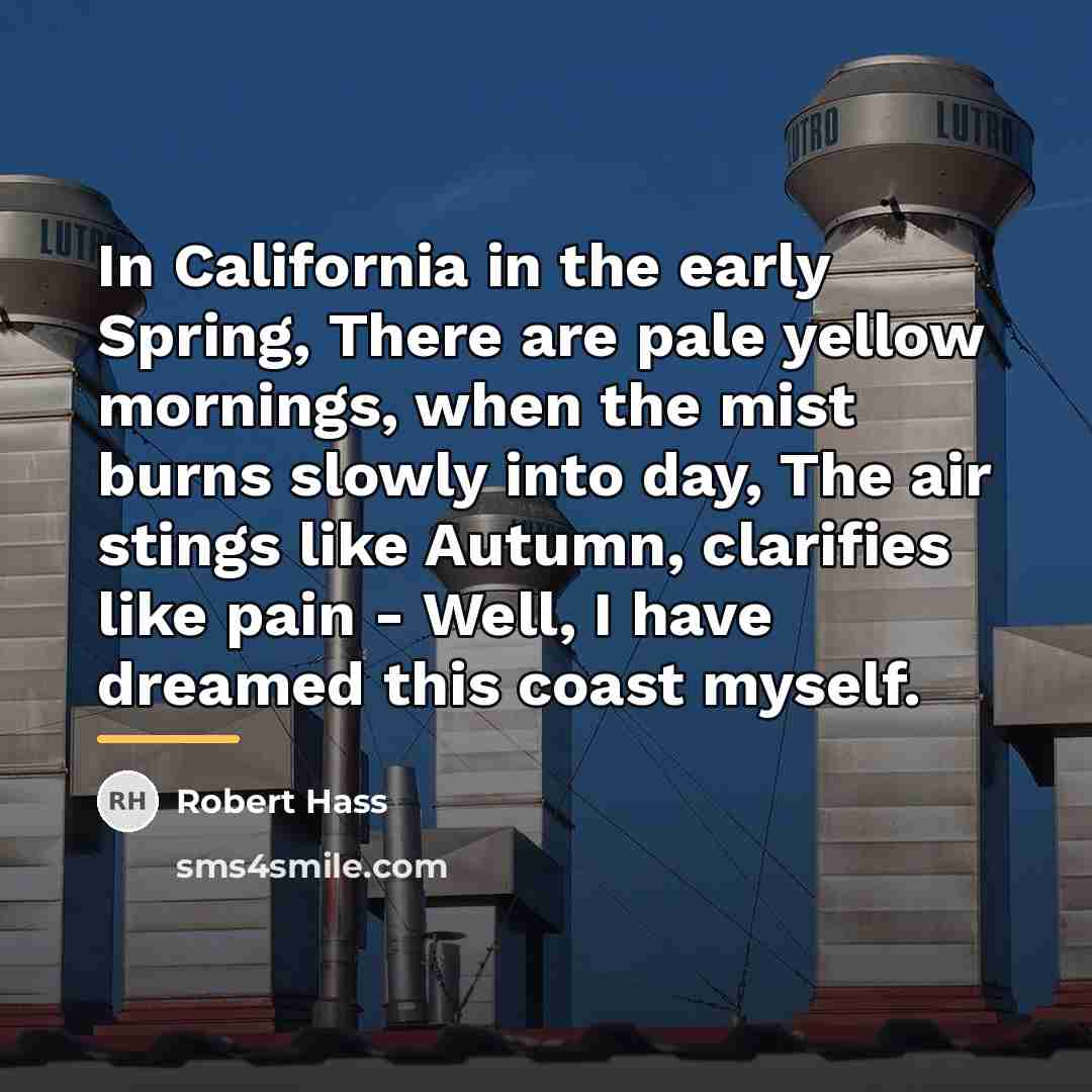 “In California in the early Spring, There are pale yellow…” quote by Robert Hass