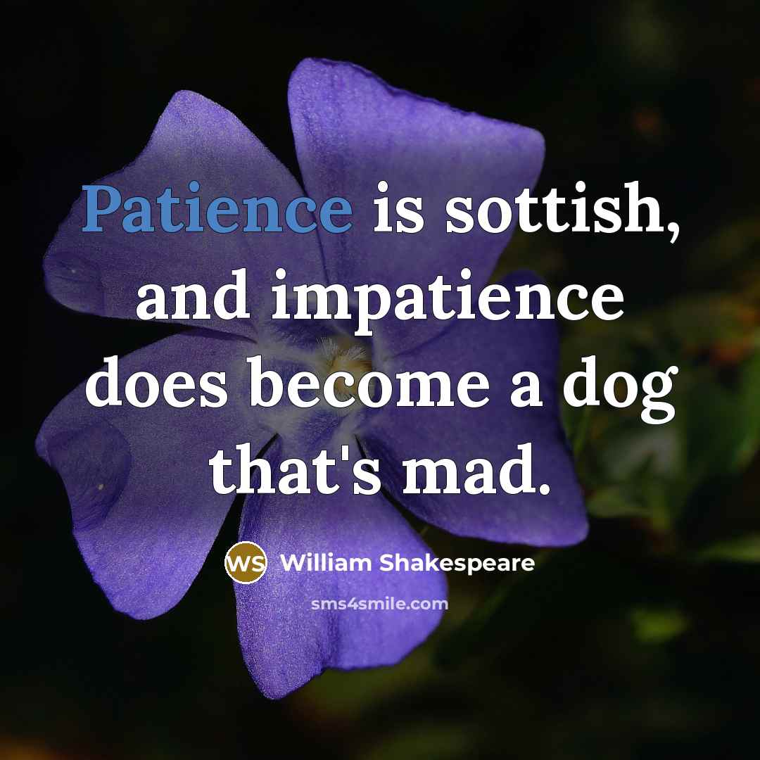 “Patience is sottish, and impatience does become a dog that's…” quote by William Shakespeare