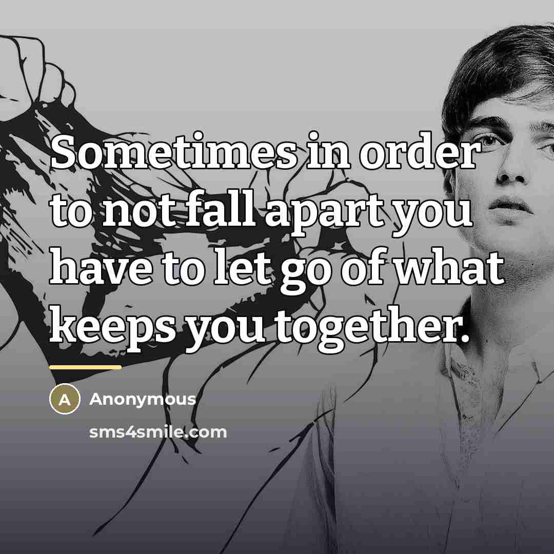 “Sometimes in order to not fall apart you have to…” quote by Anonymous