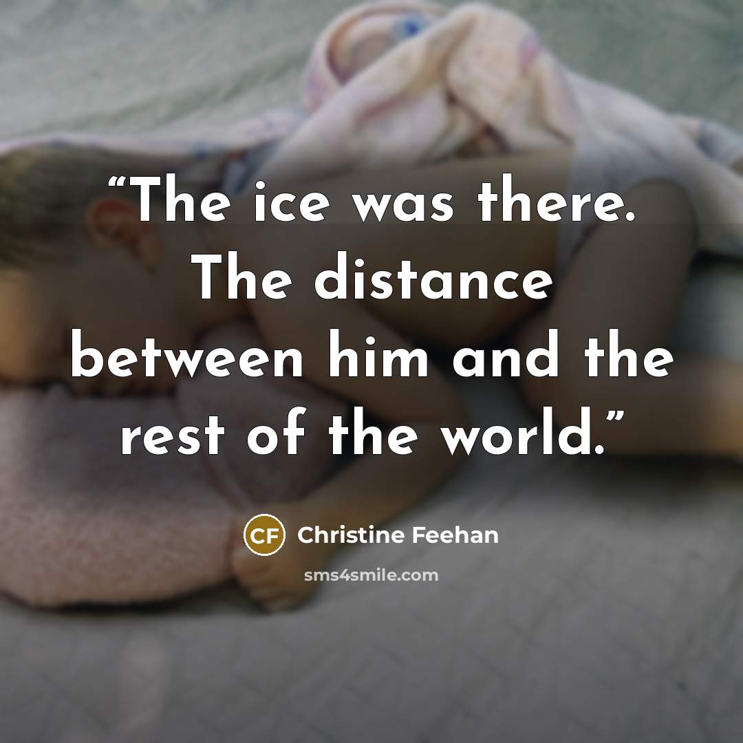 “The ice was there. The distance between him and the rest of the world.” quote by Christine Feehan