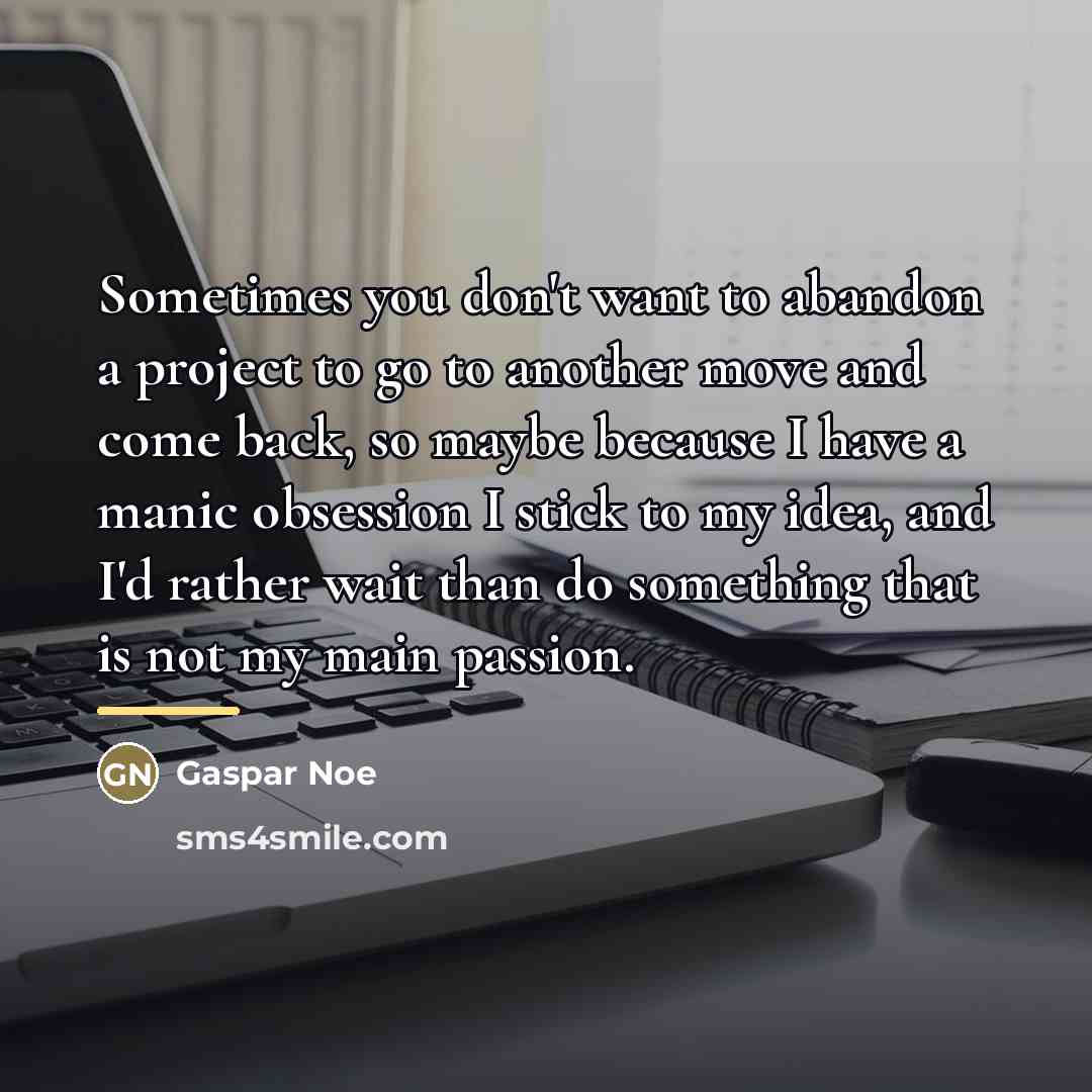 “Sometimes you don't want to abandon a project to go…” quote by Gaspar Noe