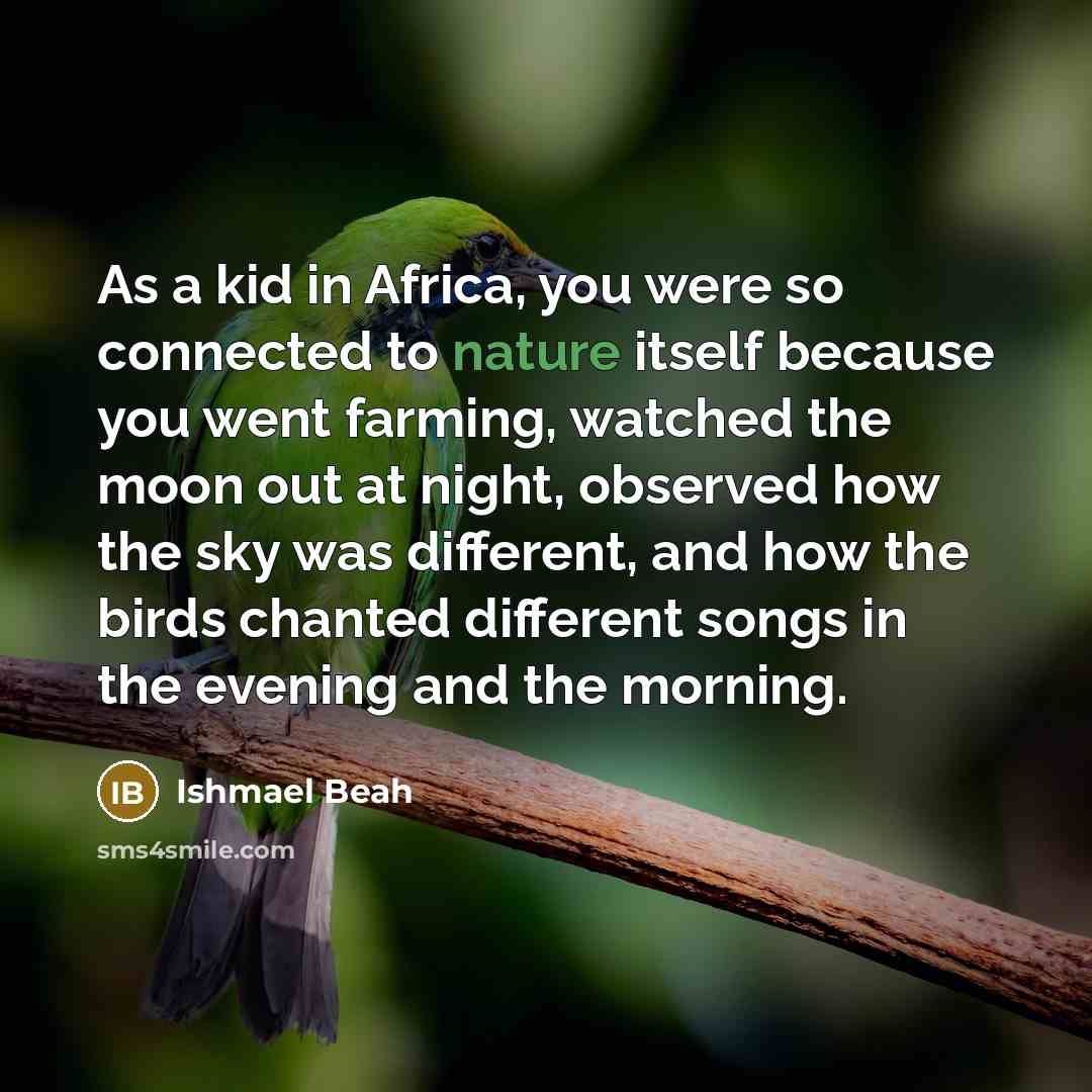 “As a kid in Africa, you were so connected to…” quote by Ishmael Beah