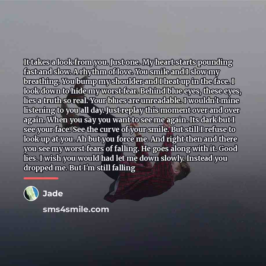 “It takes a look from you. Just one. My heart…” quote by Jade